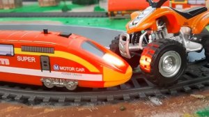 МУЛЬТИКИ про МАШИНКИ и поезда. Поезд КВАДРОЦИКЛ полиция  КРАН самосвал БУЛЬДОЗЕР тягач и экскаватор