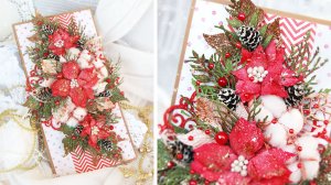 Новогодняя открытка с красной пуансеттией своими руками 🎄 Красивые новогодние идеи из бумаги ⭐ DIY