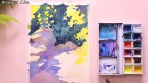 Мастер-класс по рисованию акварелью красивую композицию из цветов, листьев и камней