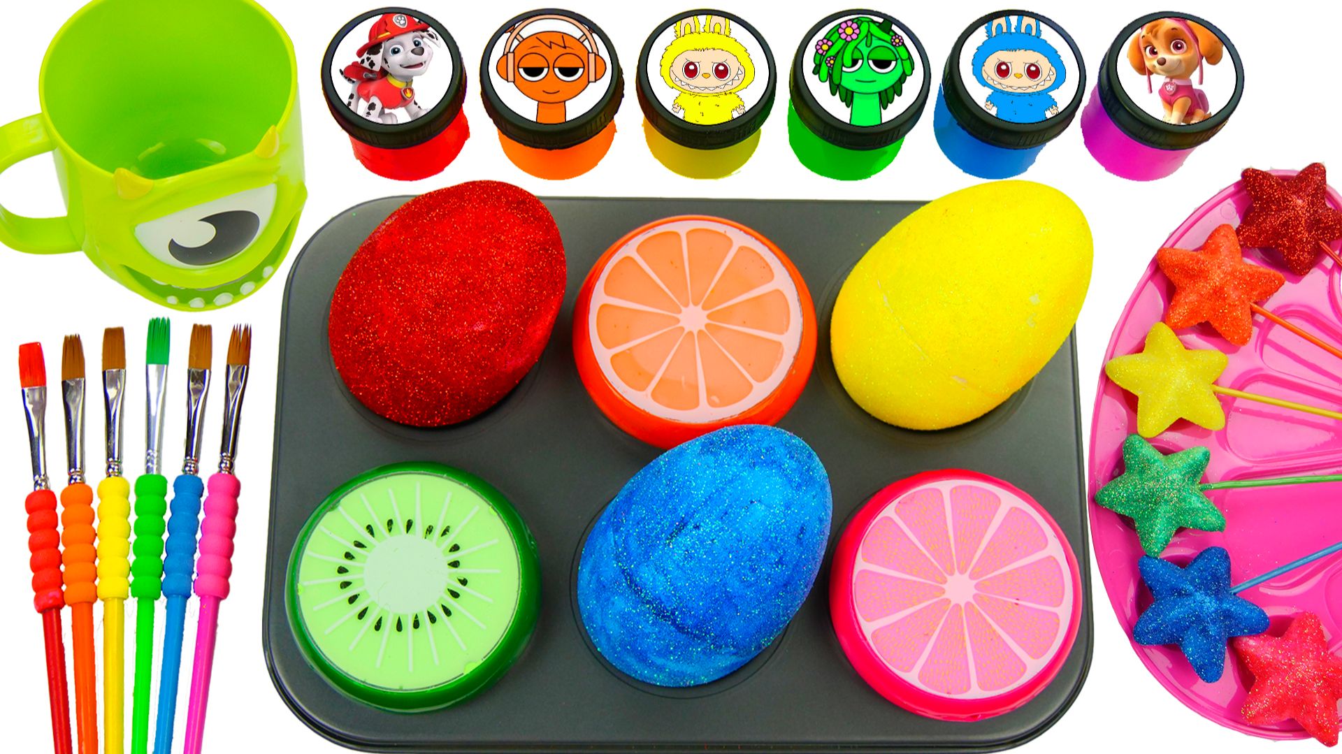 Интересное видео 💖 Создаем необычную радужную краску ASMR, смешивая В стаканчике с водой