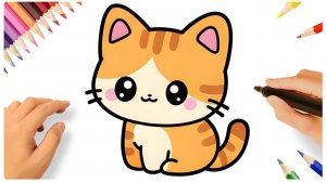 КАК НАРИСОВАТЬ ЛЕГКО КАВАИЙНОГО ОРАНЖЕВОГО КОТЕНКА 😻❤️