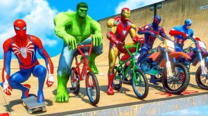 МСТИТЕЛИ: Человек-паук, Халк и Железный человек делают трюки на BMX! Мультфильм для детей.