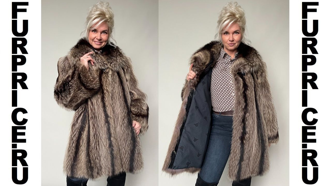 Шуба енот дл.85 см р.52-54 /12612/