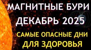 Магнитные бури в ДЕКАБРЕ 2025. Неблагоприятные дни. Как пережить.