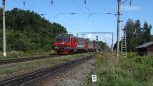 Электропоезд ЭД9М-0110 Муром - Нижний Новгород отправляется со станции Чаглово