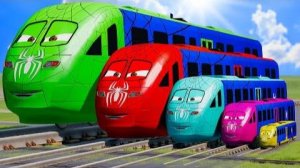 Большой и маленький цветной поезд Человек-паук против поездов |