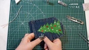 Супер Красота. Как сшить упаковку для подарка на Новый год из джинсовых карманов. Видео МК.