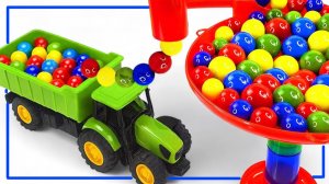 Мультики для детей. Яркие шарики на тракторе и деревянных склонов. Развивающие Мультики для малышей