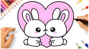 КАК ЛЕГКО НАРИСОВАТЬ ДВУХ ВЛЮБЛЕННЫХ ЗАЙЧИКОВ 💗