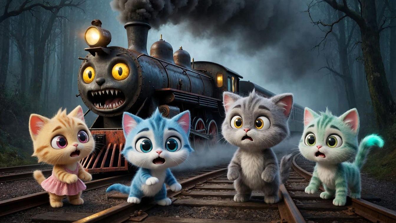 ЧАСТЬ 2. Котята пошли в лес и встретили Паровозика-Монстра. Жуткая встреча. Мультик-ужастик. смотреть онлайн