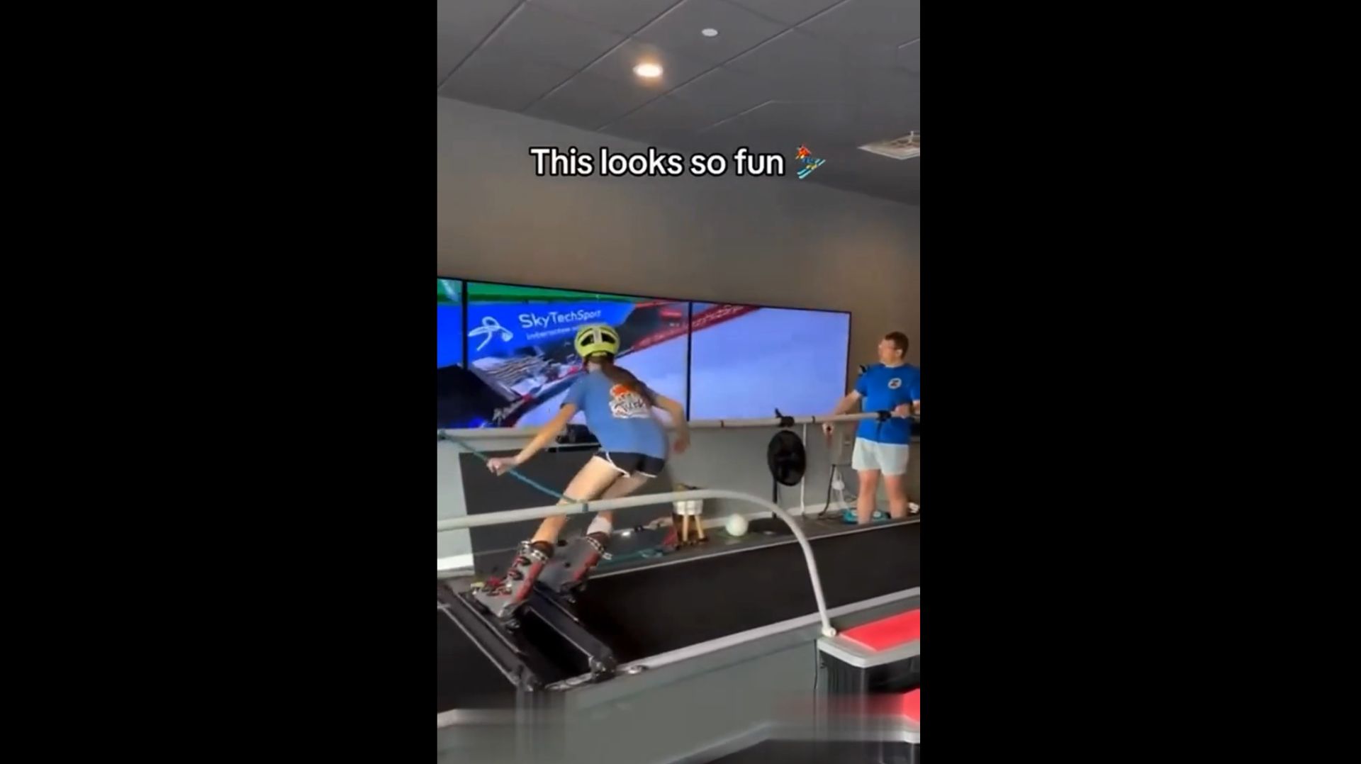 Тренировка спусков на лыжах