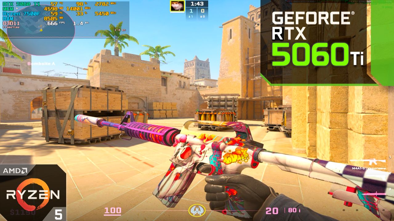 CS2 : RTX 5060 Ti 8GB + Ryzen 7500F