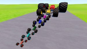 Большой и маленький: монстр-трак Маккуина против поезда | BeamNG.Drive