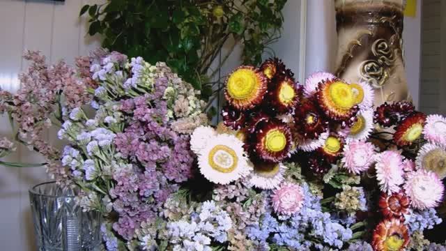 Зимние Букеты из Живых Сухоцветов - Гелихризума ( Бессмертника ) и Статицы. смотреть онлайн