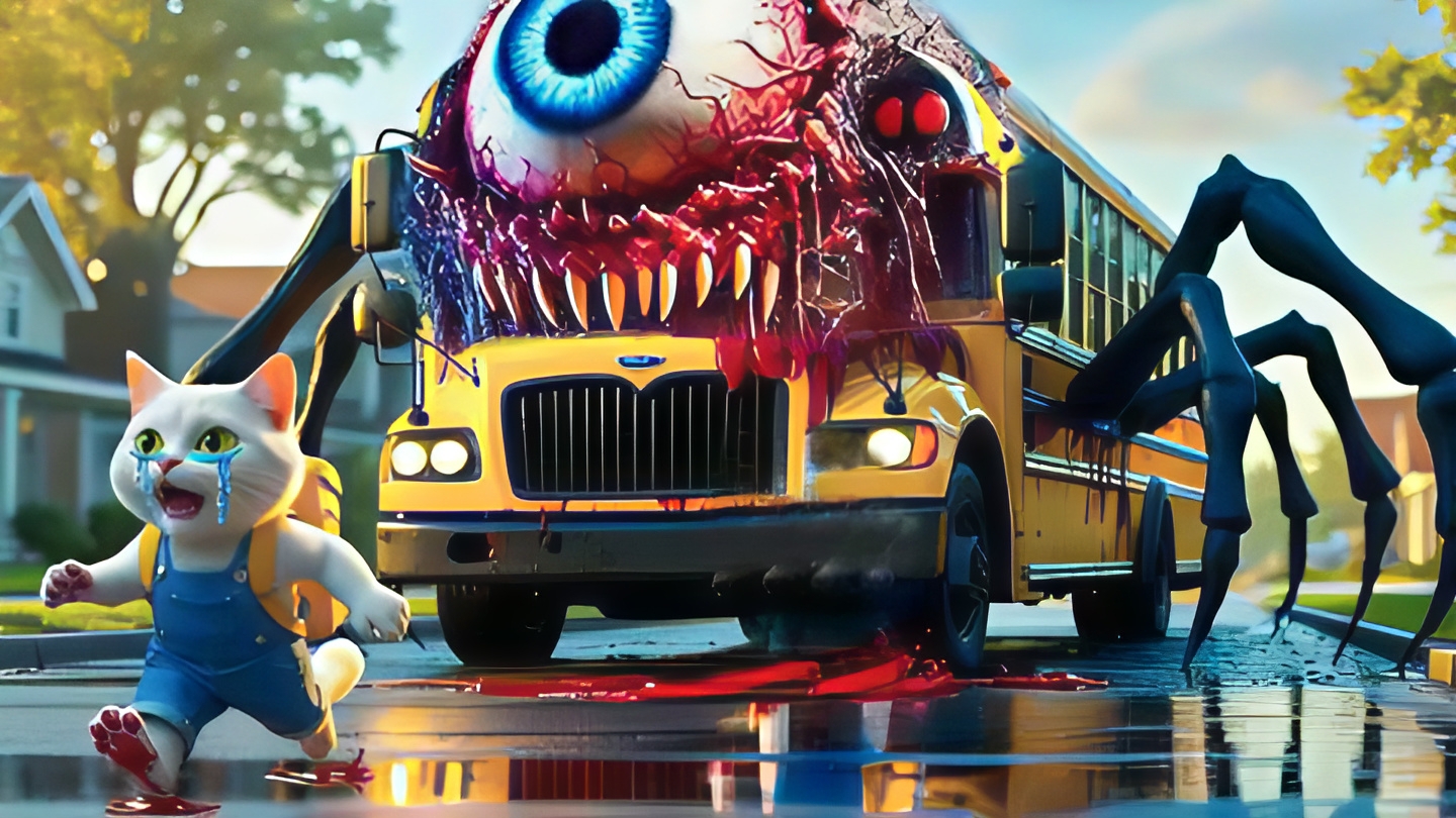 Жуткая кошачья история , НЛО ,Жуткий автобус ,зомби.