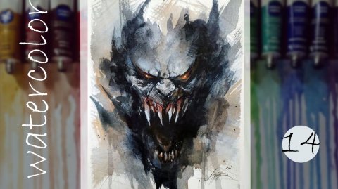 Демон из тени — таймлапс рисования в стиле dark fantasy