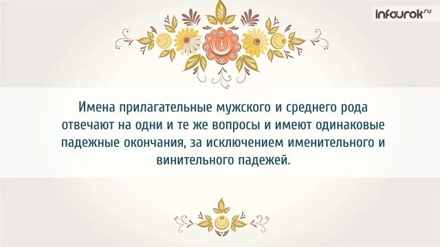 Склонение имён прилагательных мужского и среднего рода в ед. ч. Русский язык 4 класс #5 42 Инфоурок смотреть онлайн
