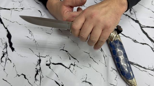 Авторский нож Коршун из S390 в деревянных ножнах смотреть онлайн