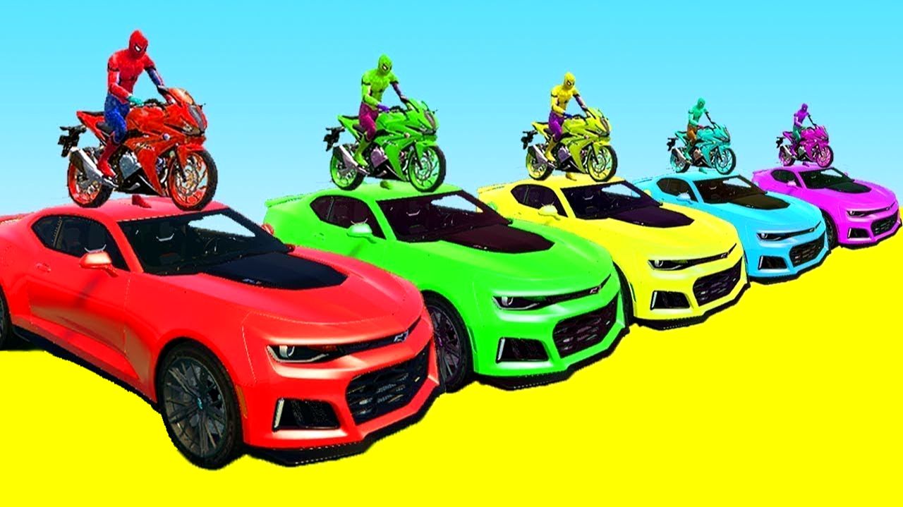 МАШИНЫ И МОТОЦИКЛЫ ЧЕЛОВЕКА-ПАУКА с Супергероями Халком и Железным Человеком Мультик для Детей