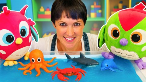 Хоп-Хоп, давай поиграем в море! Маша Капуки и Тук Тук знакомятся с акулой, крабом и осьминогом!