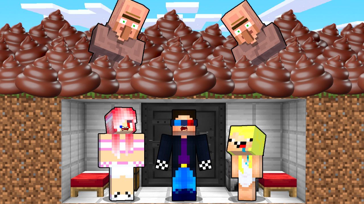 💩ПОСТРОИЛИ БУНКЕР ПРОТИВ КАКАШЕЧНОГО ЦУНАМИ В МАЙНКРАФТ! ШЕДИ ЛЕСКА И НУБИК MINECRAFT