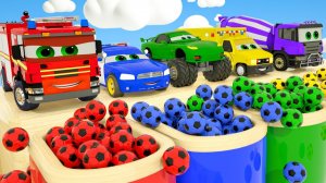 Мультики для детей, машинки катаются с горок, лопаем мячики, мультики про машинки, мультфильмы