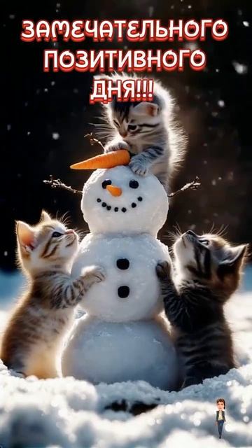 С первым днём зимы! Трогательная музыкальная открытка.