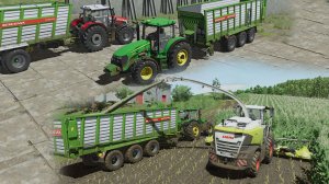 Силос Claas Jaguar 990, FENDT 930TMS, John Deere 7930, MF 9S, RABA 250,  FS25 Valachy, Timelapse