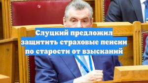 Слуцкий предложил защитить страховые пенсии по старости от взысканий