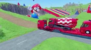 КРАСОЧНЫЕ МУЛЬТИКИ ПРО МАШИНКИ. ДЕТСКИЙ АВТОВОЗ ПЕРЕВОЗИТ БЕТОНОМЕШАЛКУ И ГРУЗОВИК.