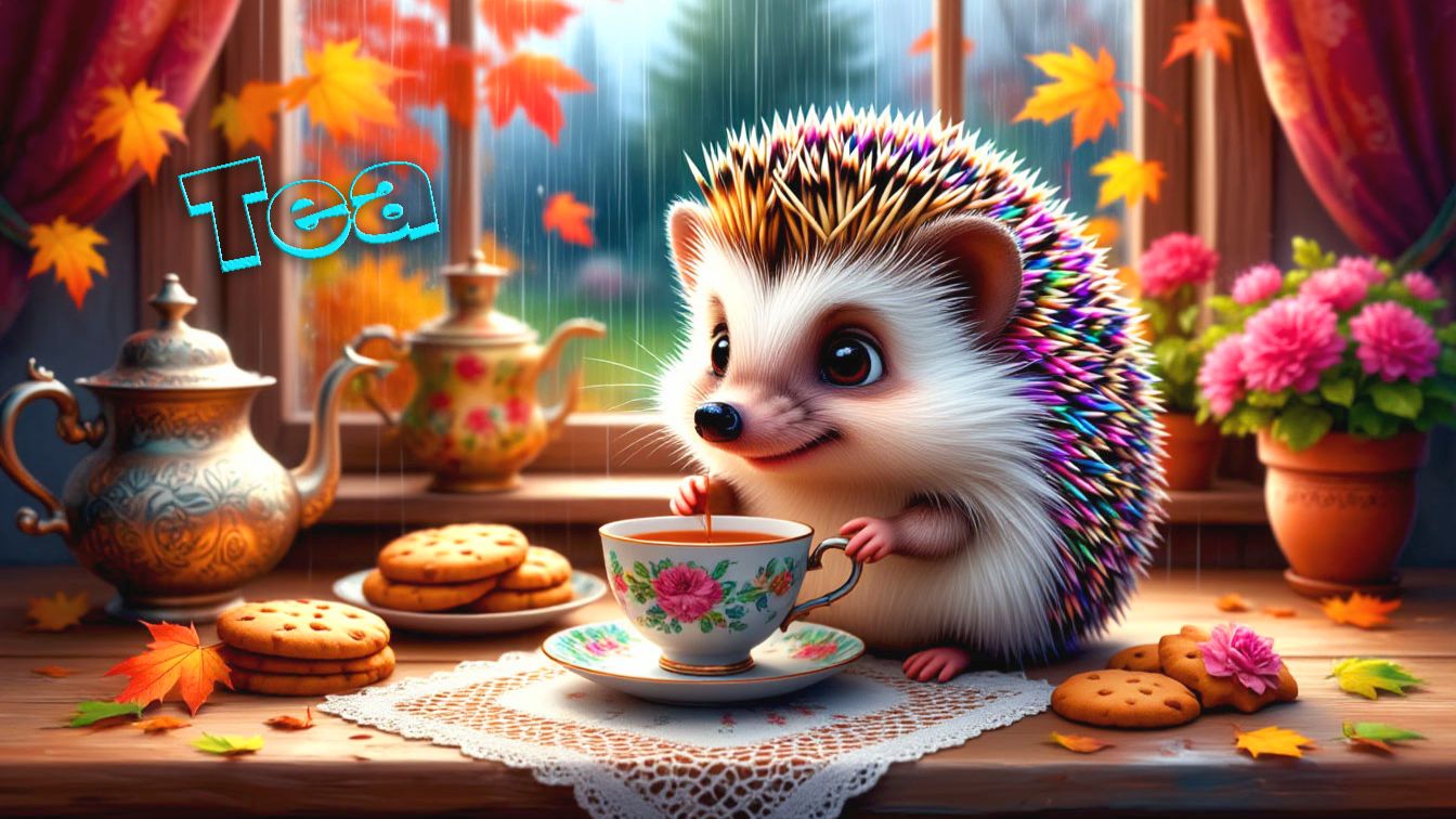 Терпеливая Ежиха: "Чай вдвоем- веселее!"