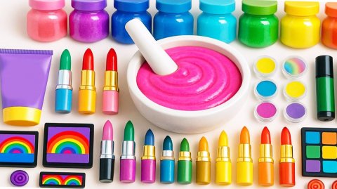 Мультики для детей. Слайм для девочек из яркой косметики. Смотреть онлайн мультики малышам