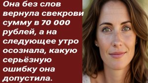 Истории для Вас/Она без слов вернула свекрови сумму в 70 000 рублей../Жизненные истории/Аудиорассказ