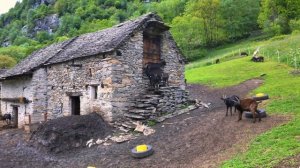 Швейцарские Альпы.  Пешеходная прогулка по изолированной деревне.