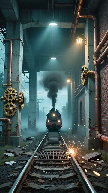 RAILROAD LOCOMOTIVE STEAM_PUNK
