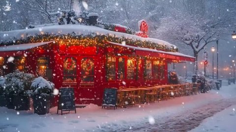 Джазовая музыка в зимнем кафе ❄️ Уютный снегопад и расслабляющая атмосфера для спокойного отдыха ☕