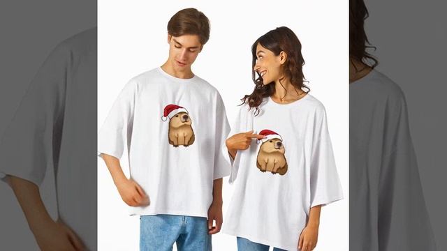 Новогодняя коллекция: капибара на оверсайз футболке  твой стильный образ