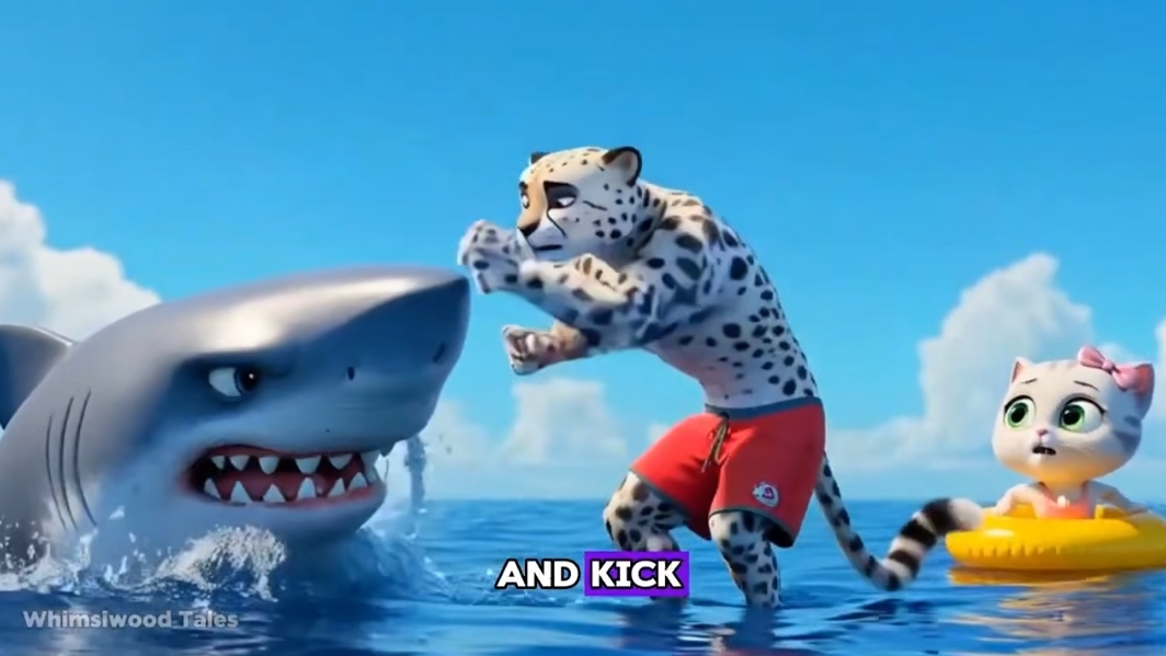 Спасение котенка от акулы.