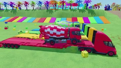 Мультяшные грузовики: весёлая поездка с большими машинами!