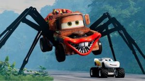 Эпический побег от Молнии Маккуина, Пожирателя врагов, Мэтра-Паука_BeamNG.Drive