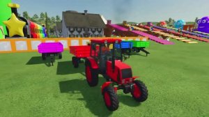 Мультфильм: Тракторы на ферме — перевозим грузы!