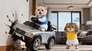 Мультики для детей, котики собрали машинку из конструктора, мультфильм/мультик детям