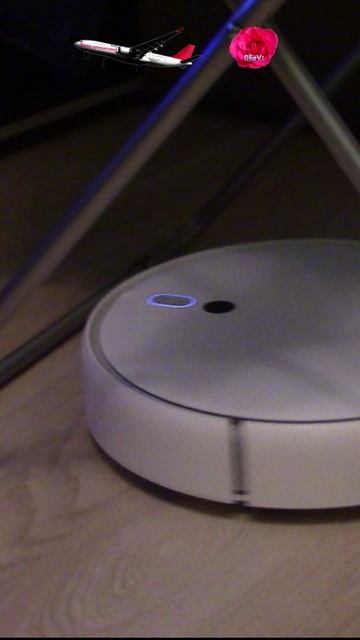 Робот – пылесос борется с преградой