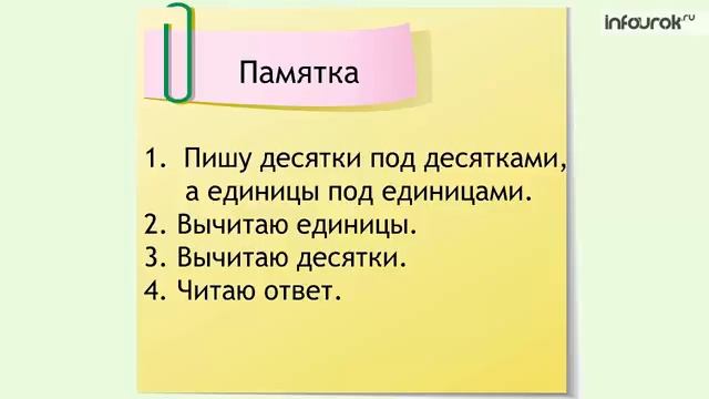 Письменное вычитание двузначных чисел без перехода через десяток Математика 2 класс #23 Инфоурок смотреть онлайн