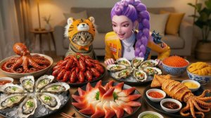 АСМР с морепродуктами премиум-класса: лобстер, устрицы, осьминог