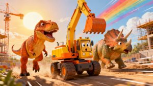 Строительная машинка превращается в ДИНОЗАВРА Рекса и Трицератопса! Волшебная трансформация!