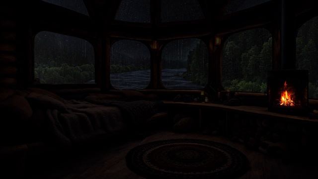 Симфония дикой природы: дождь и гром в хижине для глубокого сна и отдыха 🌧️ смотреть онлайн