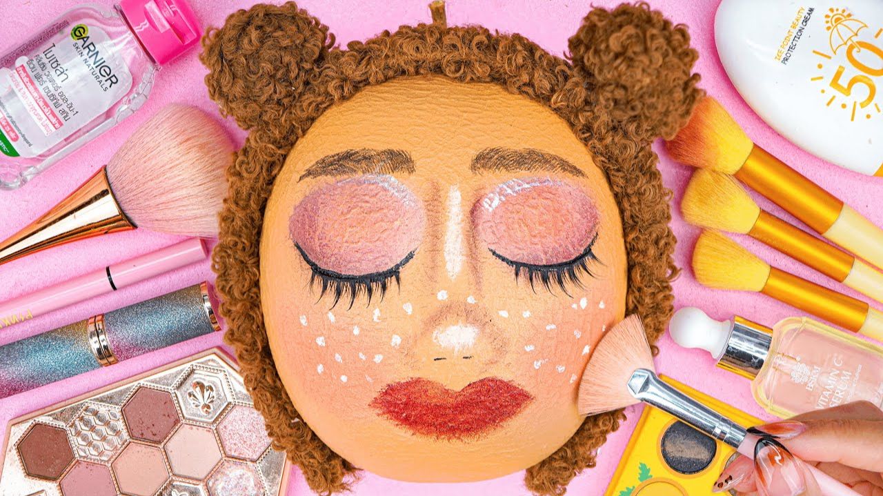 ASMR Makeup , Яркий Макияж рисуем на Арбузе