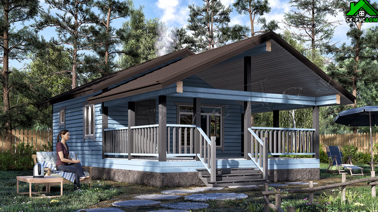 Баня с большой террасой