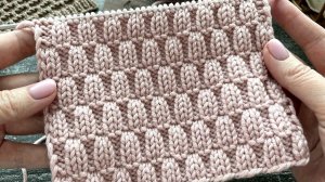 Столбики со смещением Простой универсальный узор спицами